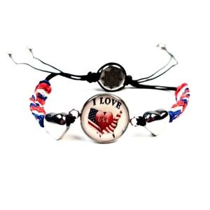 Women Patriot Bracelet-Adjustable American Bracelet-United States Flag Colors